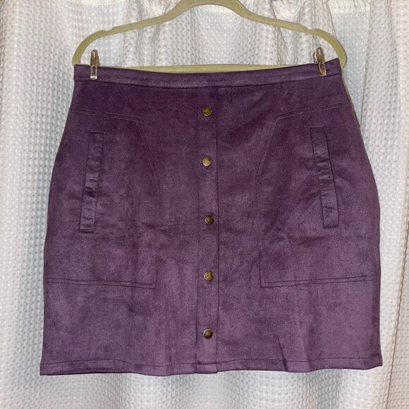Naggoo Purple Faux Suede Mini Skirt – Size XL - Picture 1 of 7